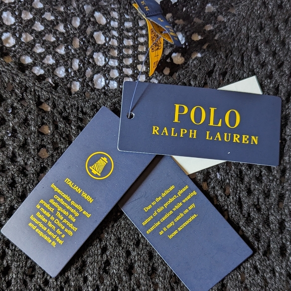 NWT Polo by Ralph Lauren Pointelle-Knit Black Crochet Sleeveless Tank Top Size M - Picture 5 of 7